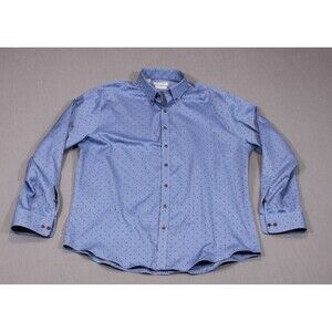 TWILLORY Tailored Fit Non Iron Safe Cotton Blue Dot Dress Shirt 18 36/37